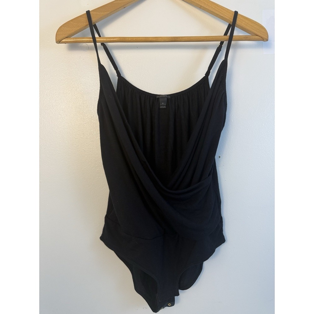 J.Crew Black Draped Bodysuit Small Coquette Fairy Grunge Minimalist Y2K